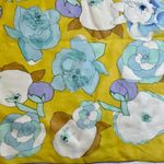 vintage yellow blue white floral scarf square poly chiffon Photo 3