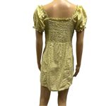 Hesperus  Off Shoulder Button Up Yellow Green Floral Mini Dress Womens Large Photo 3