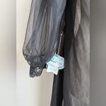 NWT Vintage 1960’s Black Chiffon Sheer Puff Sleeve Intimate Robe, Size Medium Photo 2
