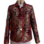 Tapestry Dinner Jacket, Gold and Reds, One Button, Holiday Ready! Size M Photo 0