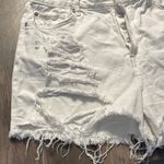 Free People We The Free White Distressed Jean Shorts Frayed Hem Photo 3