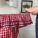 Vintage 70s Red Gingham Crop Top High Rise Shorts M Size M Photo 3