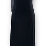 Vintage 90s Black Velvet Strapless Maxi Gown Pink Rose Trim Formal Evening XS Size 4 Photo 0