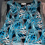 Jones Studio  Blue and Black Geometric Blouse Photo 6