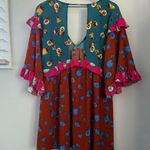 Anthropologie Small NEW Ruffle V Neck Sleep Mini Dress Baydoll Floral Boho Photo 3