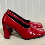Gloria Vanderbilt  Women's 5.5 Red Patent Square Toe Pumps Chunky Block Heel Y2K Photo 4