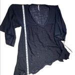 Free People Summer Lovin Top Black Linen Blend Oversized  Blouse small Photo 7