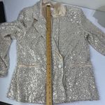 MABLE Sparkly Embellished Pearl Sequin Double Breasted Blazer Jacket Size M White Size M Photo 9