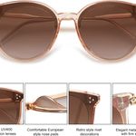 Classic Retro Round Sunglasses for Women Men Vintage Trendy Large Frame Shades  Photo 3