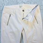 Ecru Stretch Mid Rise Slim Straight Zip Pocket Winter White Pants Women’s 2💚 Photo 3