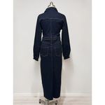 ZARA  Women's Dark Blue Gold Button Up Long Sleeve Maxi Denim Dress Size M Photo 3