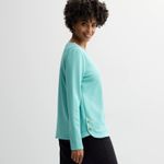 Croft & Barrow Women's  Sweatshirt Size S Teal Button Detail Long Sleeve NWT Photo 2