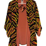 IMAN Women's XL Reversible Animal Print Kimono Jacket‎ NWT Multicolor Orange Photo 0