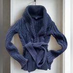 Gap  cable knit shawl collar navy blue cardigan wrap sweater size small Photo 0