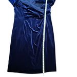 Leslie Fay Velvet Surplice Deep V Neck Ruched Long Sleeve Cocktail Dress Size 16 Photo 10