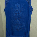 Royal Blue, Floral Lace Tank Top Blue Size M Photo 0