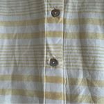  Yellow White Stripe Button Front Collar Shirt Large (Chico's 2) Photo 2