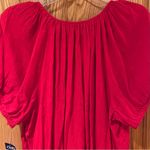 CHAPS by Ralph Lauren Eyelet Tassle Tie Puff-Sleeve Peasant Top in Yacht Red XL Photo 11