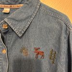 CJ Banks Denim Shirt with Embroidered Wildlife Blue Size XL Photo 5