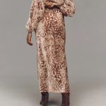 Anthropologie Tilda Maxi Slip Skirt: Velvet Edition - Neutral Leopard Pattern - Small - NWT Photo 3