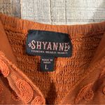 Shyanne  Rust Tiered Mini Dress L Boho Western Country Lace Embroidered Festival Photo 4