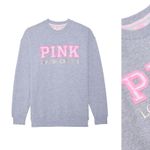 Love Shack Fancy PINK x  Oversized Crew Sweatshirt grey rare sold out S NWT logo Photo 1