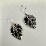Kenneth Cole  silver tone and purple leaf earrings Photo 6