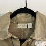 Chico's  Tan Utility Long Sleeve Jacket Lace Appliqué Size 0 or Size Small NWT Photo 7