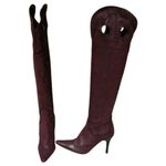 Donald Pliner Couture Wine Metallic Leather Boot Shoe New Over The Knee $695 NWT Photo 3