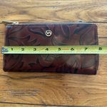 Valentina Embossed Leather Zip Around Wallet with a Leaf Motif Pattern in Brown Photo 6