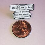 White Ctrl Alt Del Enamel Pin Photo 2