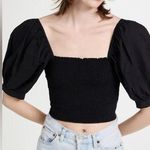 NWT XIRENA Issa Puff Sleeve Square Neckline Cropped Top Black Small Photo 0