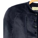 Vintage Blue Velvet Boho Chic Streetwear Fitted Edwardian Puff Sleeve Large Photo 6