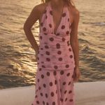 ZARA  Pink Polka Dot ruffled Maxi Dress bohemian summer vacation bodycon  Photo 13