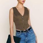 Reformation NWT DEVIN TWILL VEST IN MUSHROOM Photo 1