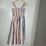 Free People Boho Lilah Smocked Striped Square Neck Button Top Maxi Dress Large Photo 6