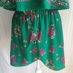 Miami  Ruffle Floral Romper Sleeveless Green Medium Spaghetti Straps Francesca's Photo 3