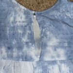 Aakaa BLUE & WHITE RUFFLED SLEEVE TIERED DRESS Photo 2