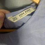 ZARA blue stripe scalloped hem bell sleeve top Photo 7