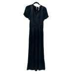 Anthropologie  The Somerset Jumpsuit Black‎ Satin Wide Leg Short Sleeve Black XS Photo 2