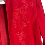 Jessica Howard  Red Embroidered Floral Opened Front Blazer Jacket Women Sz 12P Photo 3