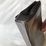 Coach  Alexa Metallic Leather Turnlock Clutch Purse, Silver Photo 11