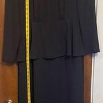 Liz Claiborne  LIZ NOW Navy Long Sleeve Vintage Peplum Top Dress Photo 2