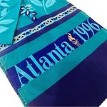 Vintage Atlanta 1996 Olympic Silk Scarf Women's Blue Teal Preppy Classic Y2K Photo 2