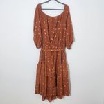 Ashley Stewart Brown Boho Midi Dress with Metallic Gold Detail Size 26/28W Photo 5