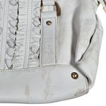 Tahari White Leather Ruffle Accent Tote Bag Shoulder Bag Gold Hardware Dome Photo 7