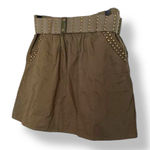 Passport Women’s Brown Studded Mini Skirt with Belt – Size M Utility Boho Style Green Size M Photo 0