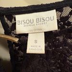 Bisou Bisou  Black Lace Keyhole Neck Long Sleeve Top Size Small Photo 1