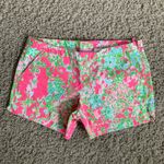 Lilly Pulitzer Loxley size 4 pink/green flat front chino shorts Photo 0