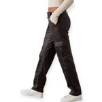 American Eagle  Stretch High-Waisted Vegan Leather Straight Cargo Pant Black Sz 2 Photo 2